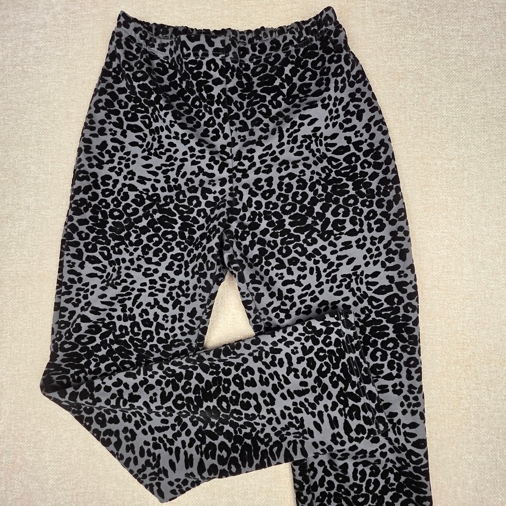 Women with‎ Control Renee Greenstein Gray Leopard Print Flocked Slim Pants Small
